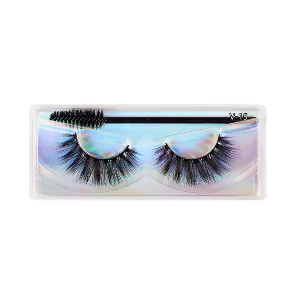 Voluminous Black False Eyelashes with Brush